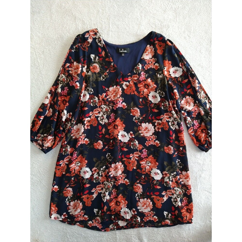 Lulus dress Women's Medium shift Navy Blue Floral Shift dress